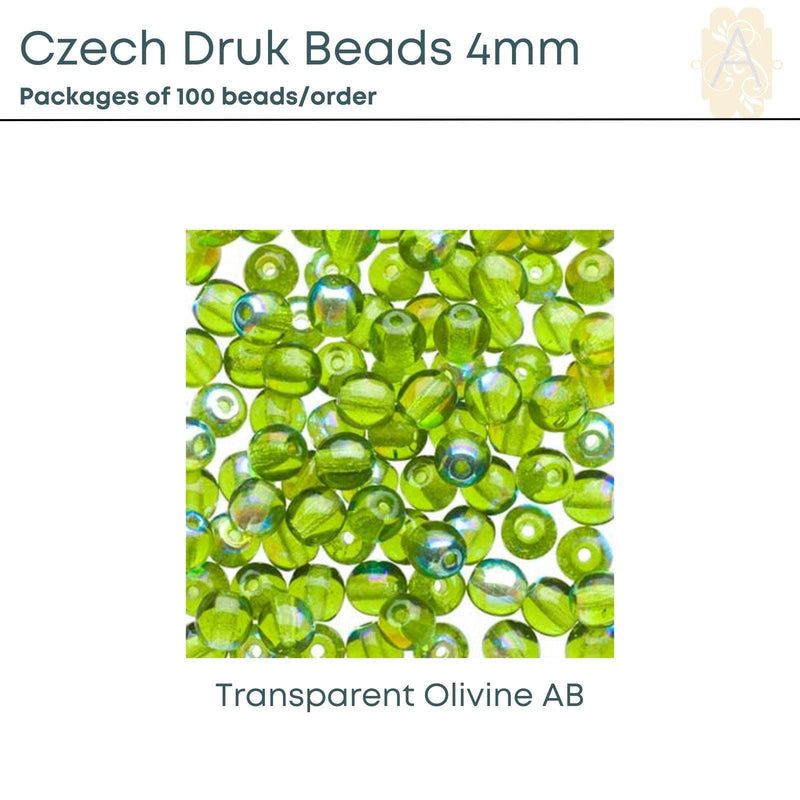 Czech Druk Beads 4mm, Assorted, 8 colors - The Argus Collection