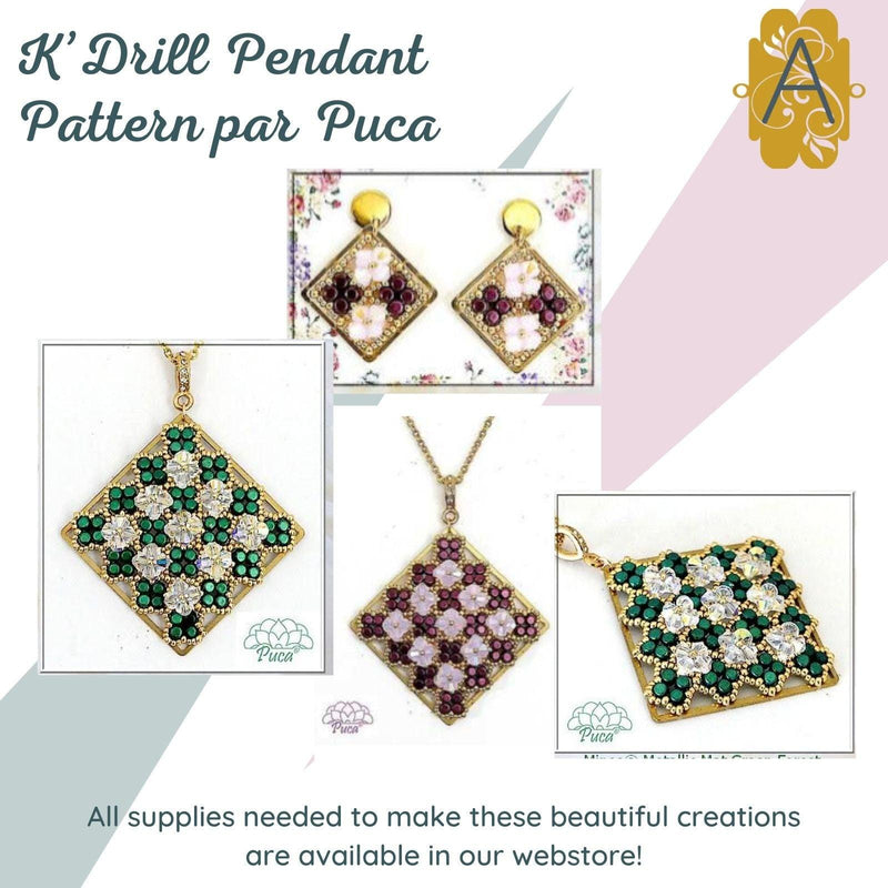 K'Drill Pendant Pattern par Puca, Tutorial, FREE with par Puca Order, 2 Free Patterns per Order - The Argus Collection