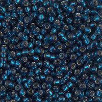 8/0 Miyuki Seed beads 10 g, Blue Zircon Silver Lined 1425, Dark Violet Silver Lined 1427, Lichen Silver Line 1456, Bright Purple Opaque 1477 - The Argus Collection