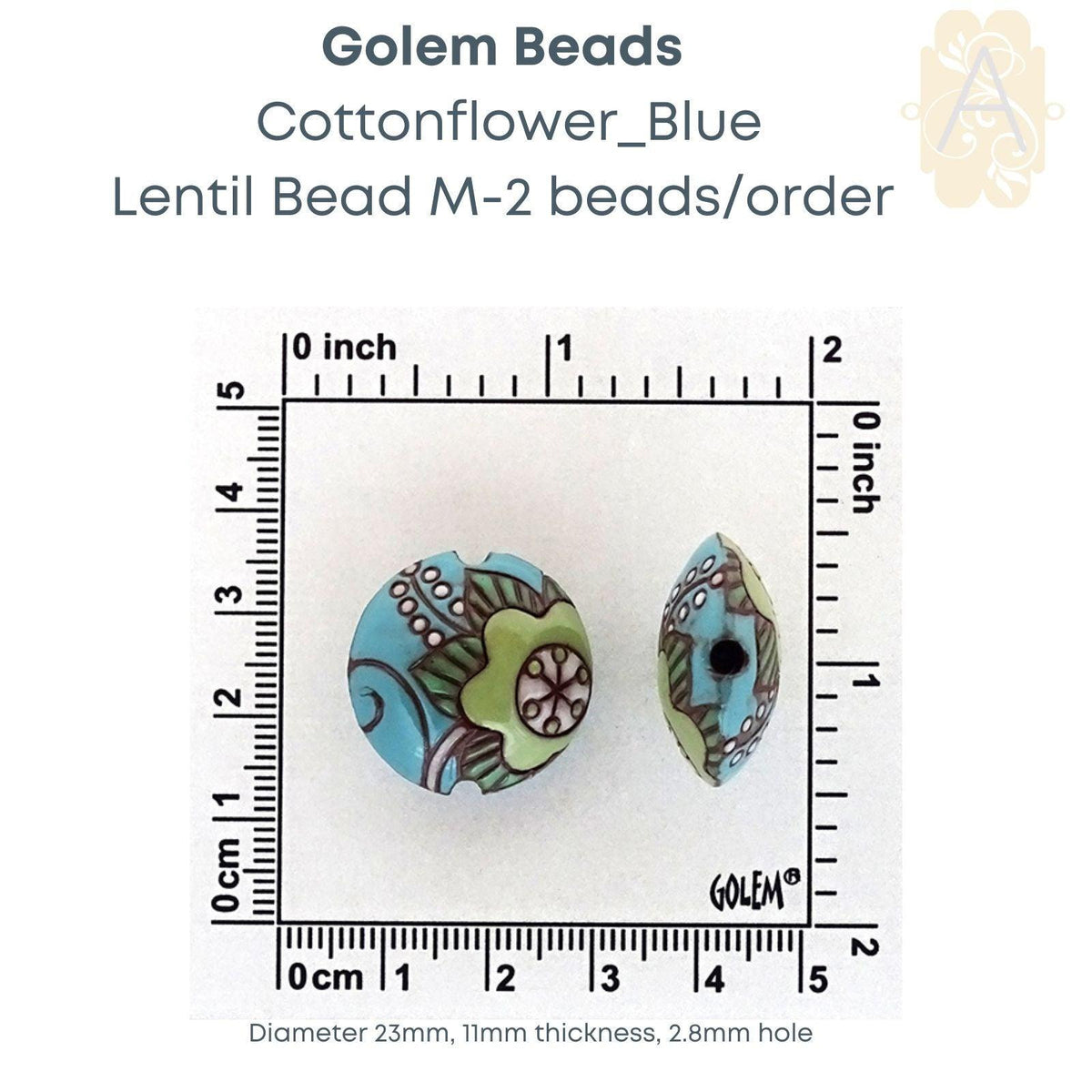 Carved Ceramic Lentil Beads, Medium, by Golem Studios, 9 Designs - The Argus Collection