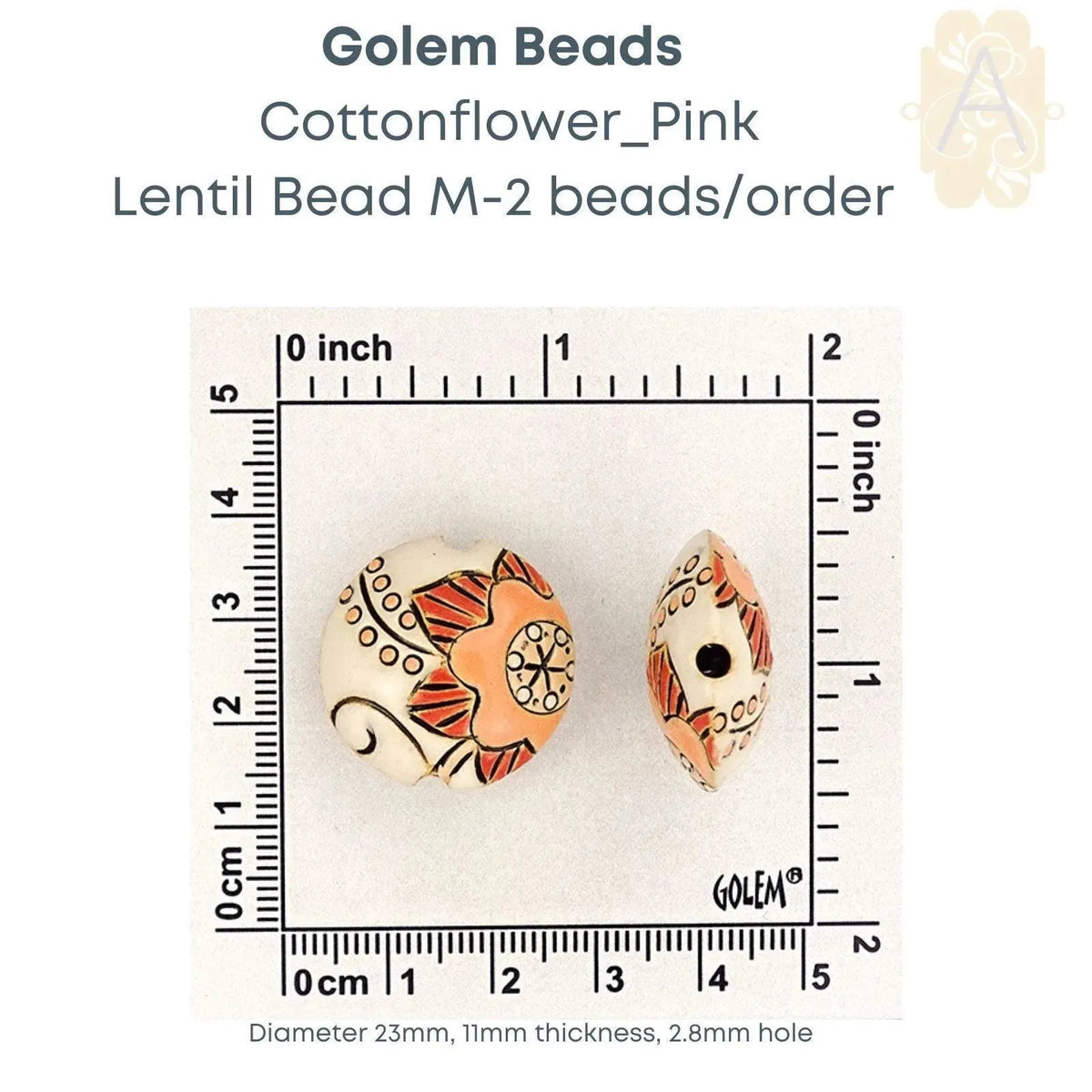 Carved Ceramic Lentil Beads, Medium, by Golem Studios, 9 Designs - The Argus Collection