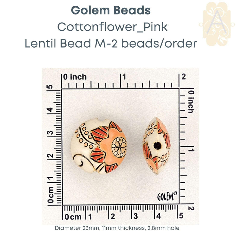 Carved Ceramic Lentil Beads, Medium, by Golem Studios, 9 Designs - The Argus Collection