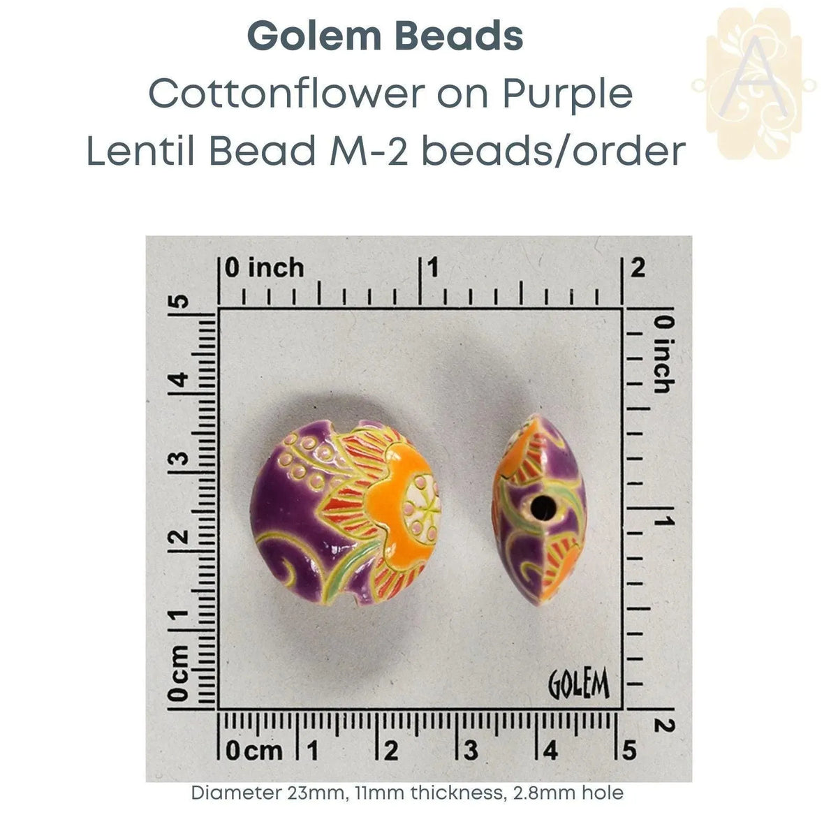 Carved Ceramic Lentil Beads, Medium, by Golem Studios, 9 Designs - The Argus Collection