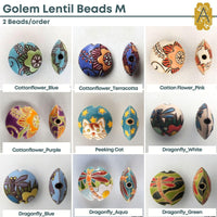 Carved Ceramic Lentil Beads, Medium, by Golem Studios, 9 Designs - The Argus Collection