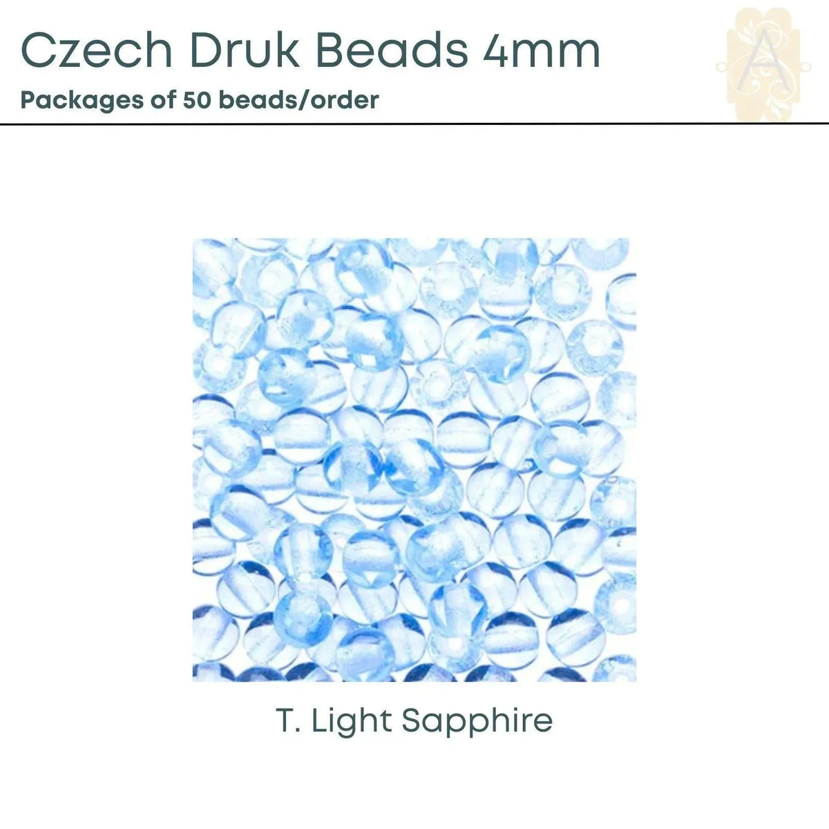 Czech Druk Beads, 4mm, 9 Colors - The Argus Collection