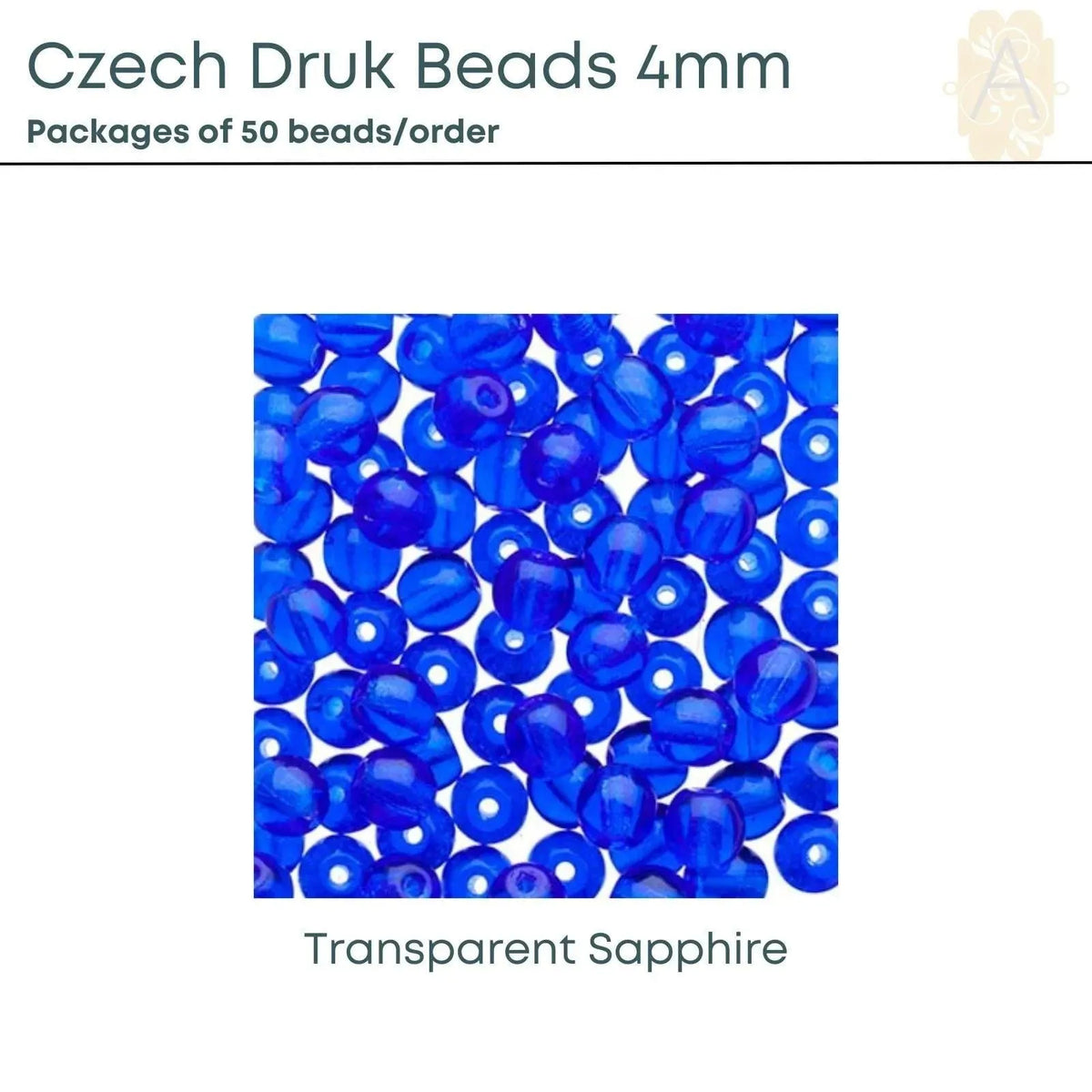 Czech Druk Beads, 4mm, 9 Colors - The Argus Collection