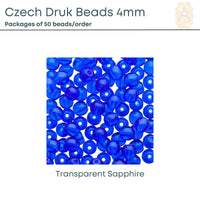 Czech Druk Beads, 4mm, 9 Colors - The Argus Collection