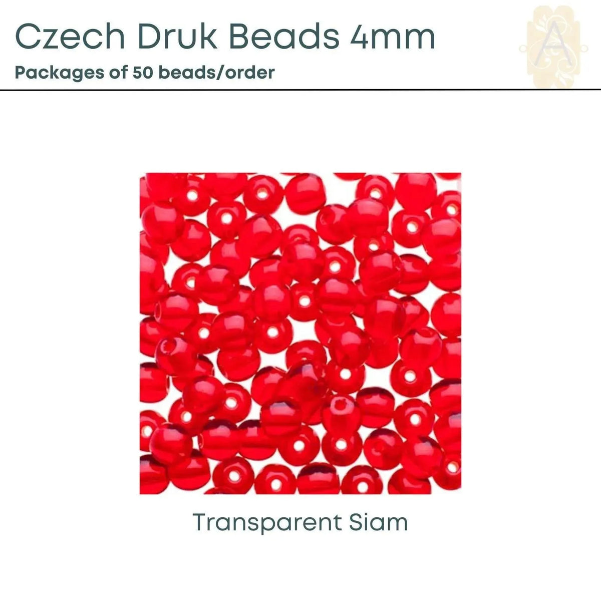 Czech Druk Beads, 4mm, 8 Colors - The Argus Collection