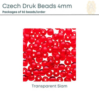 Czech Druk Beads, 4mm, 8 Colors - The Argus Collection