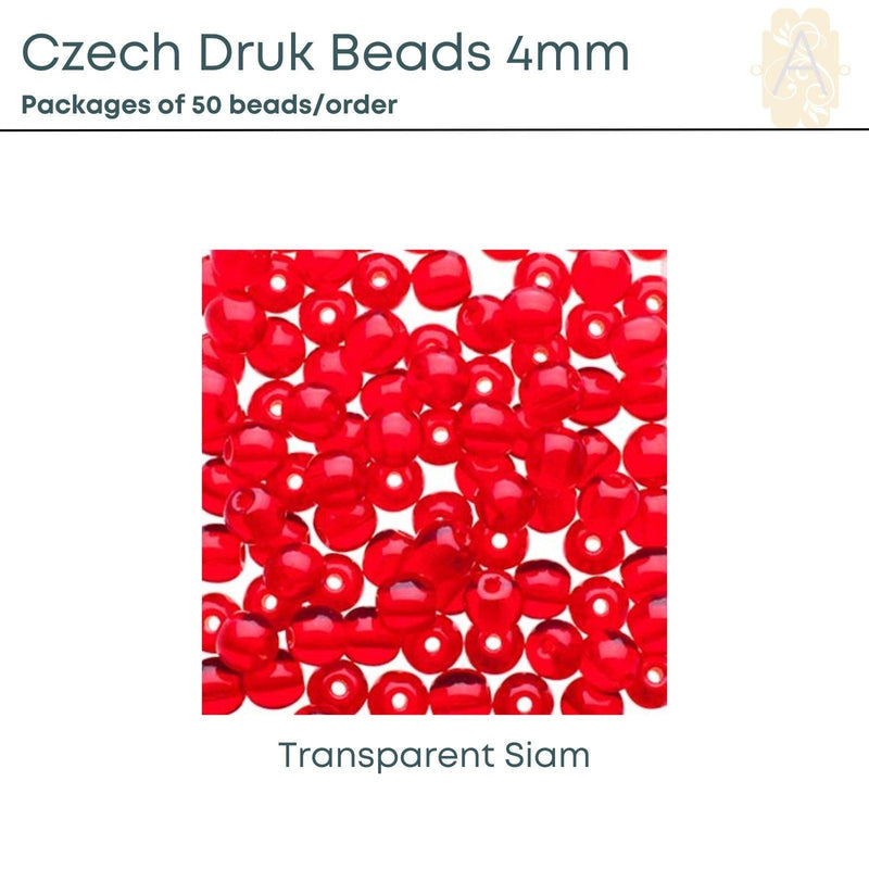 Czech Druk Beads, 4mm, 8 Colors - The Argus Collection