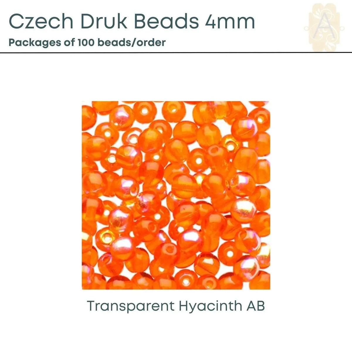 Czech Druk Beads 4mm, Transparent Reds, 5 colors - The Argus Collection