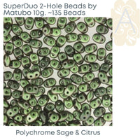 Superduo Beads, Polychrome Collection, 10g. 9 Colors - The Argus Collection