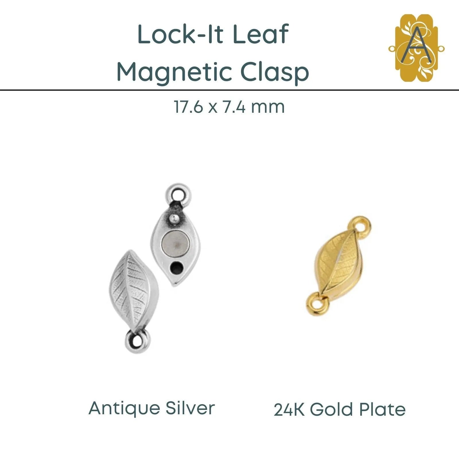 Lock-It, Magnetic Leaf Clasp, 2 Finishes - The Argus Collection