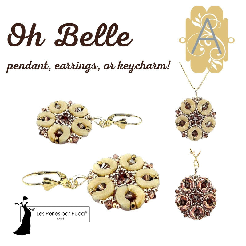 Oh Belle Pendant, Earrings, or Key Charm Pattern par Puca - The Argus Collection