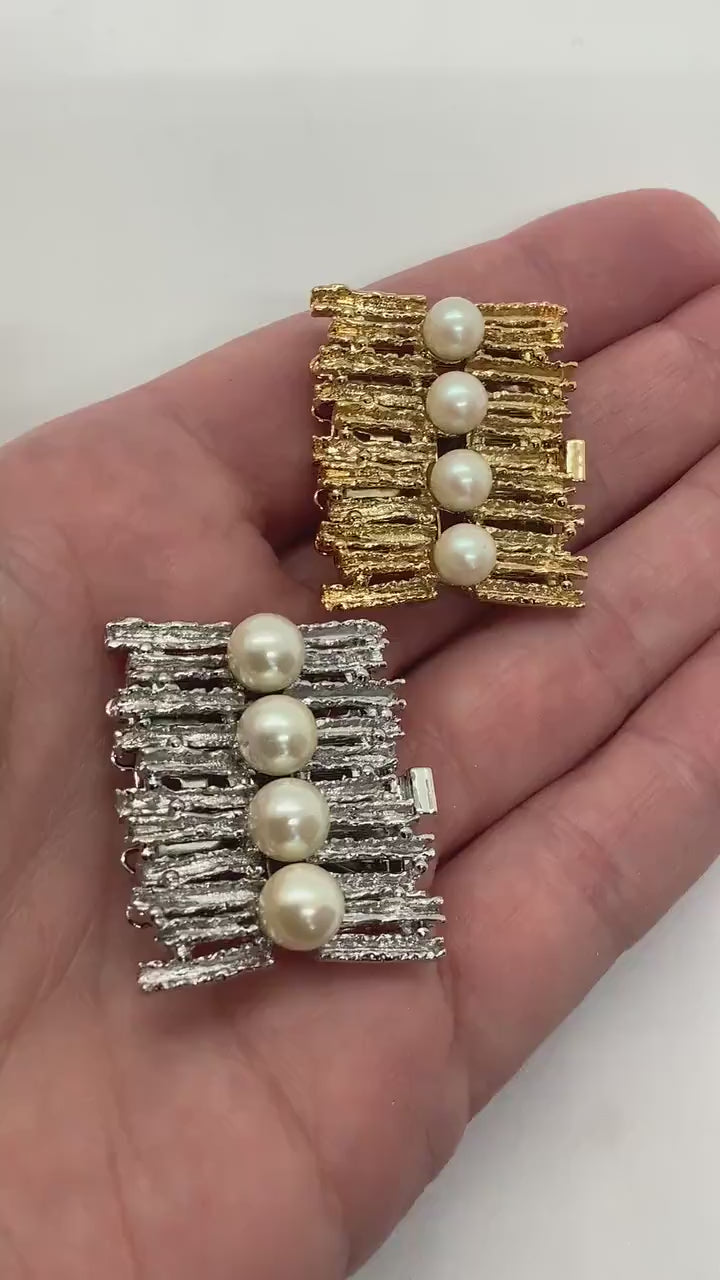 QUATTRO, 5-Strand, Claspgarten Clasp, Crystal Pearls, Real Rhodium or 23K Gold Plate