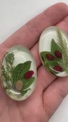 One of a Kind, CHRISTMAS CABOCHONS, 45x28mm, Handmade with Real Dried Flowers