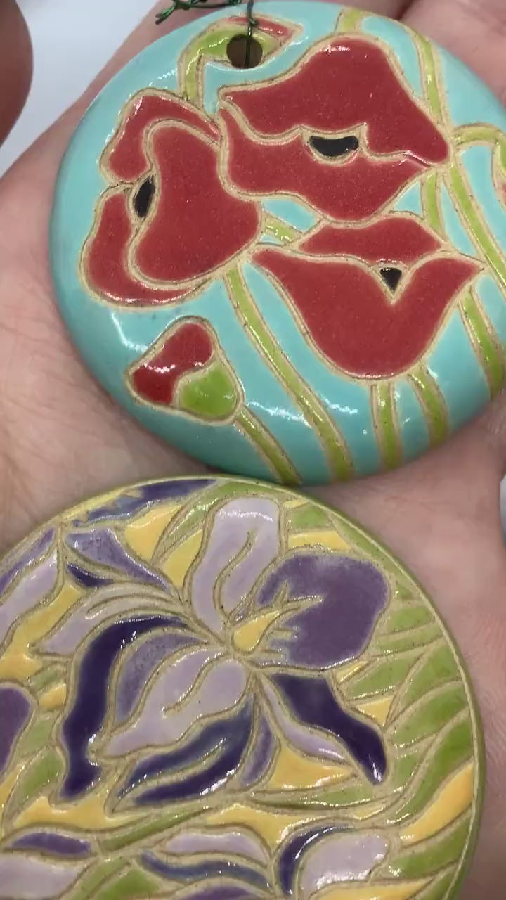 FANCIFUL Round Ceramic Pendants Handmade in Bulgaria