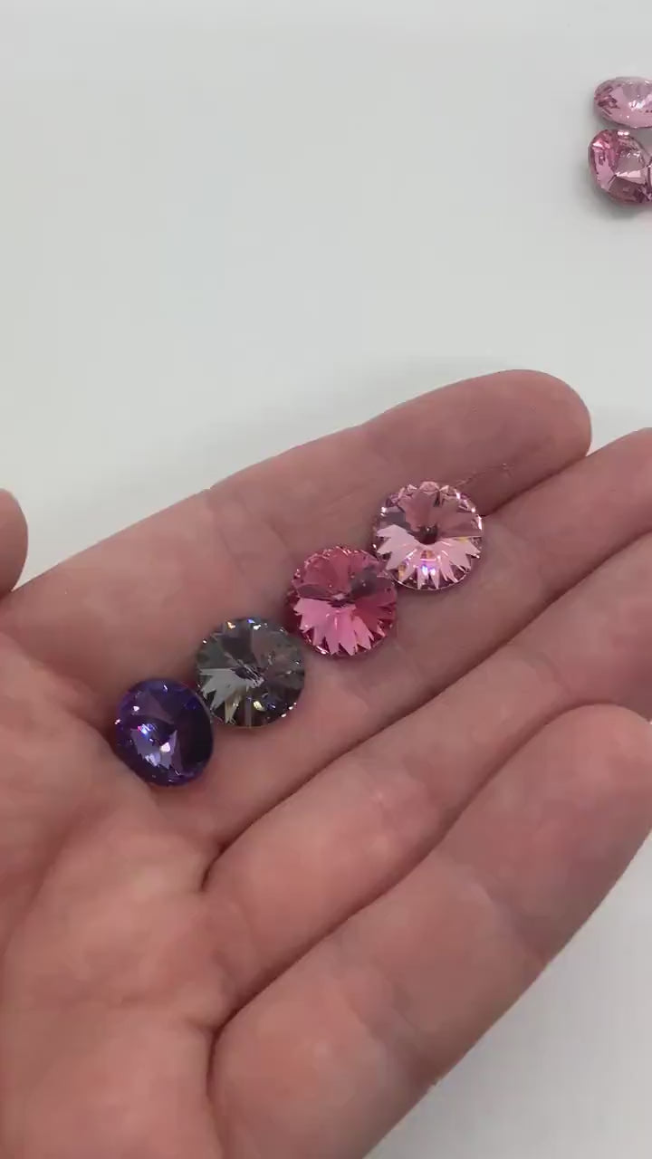 12mm 1122 Argus Crystal Rivoli, from Austria,  Light Rose, Rose, Silver Night, Tanzanite, 2, 6 or 12 Pieces