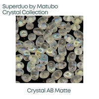 2-hole Superduo Beads in Crystal AB Matte Color - The Argus Collection