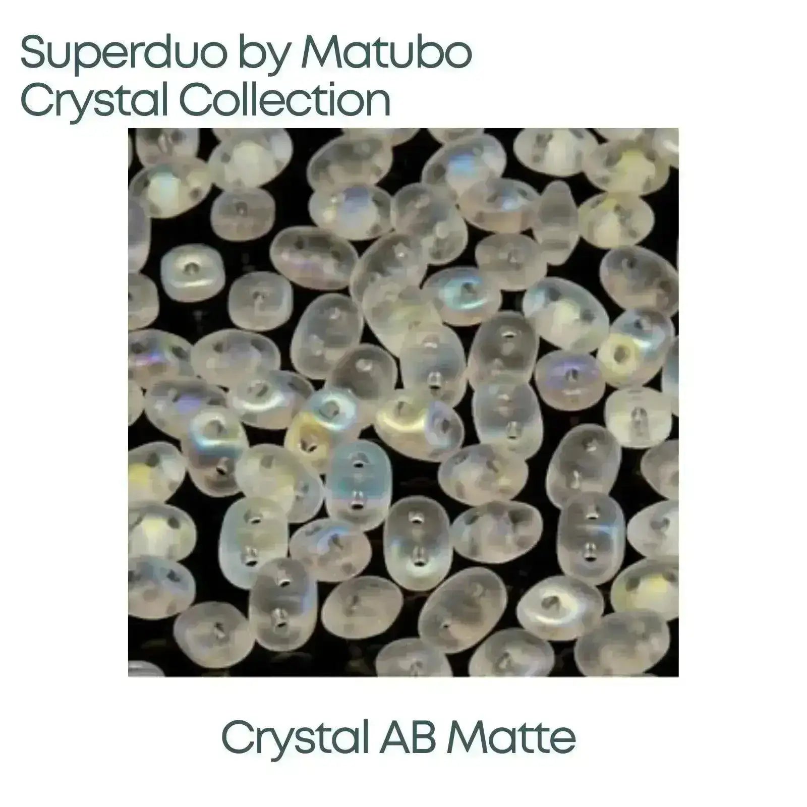 2-hole Superduo Beads in Crystal AB Matte Color - The Argus Collection