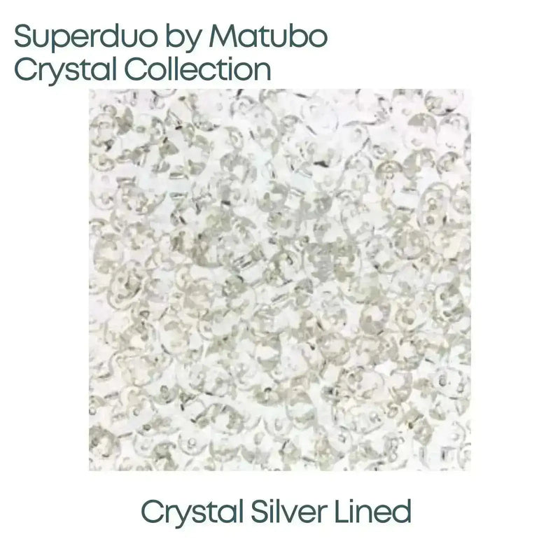 2-hole Superduo Beads in Crystal  Silver Lined Color - The Argus Collection