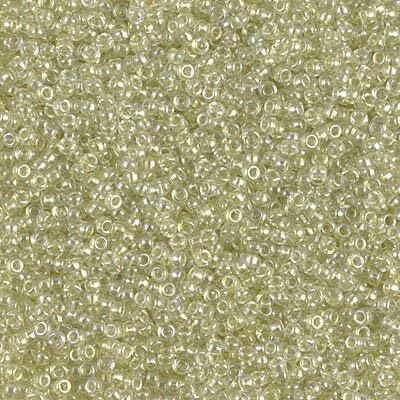 15/0 Miyuki Round Seed Beads 8.2grams. Color  #15-1527, Crystal Sparkling Peridot Lined - The Argus Collection