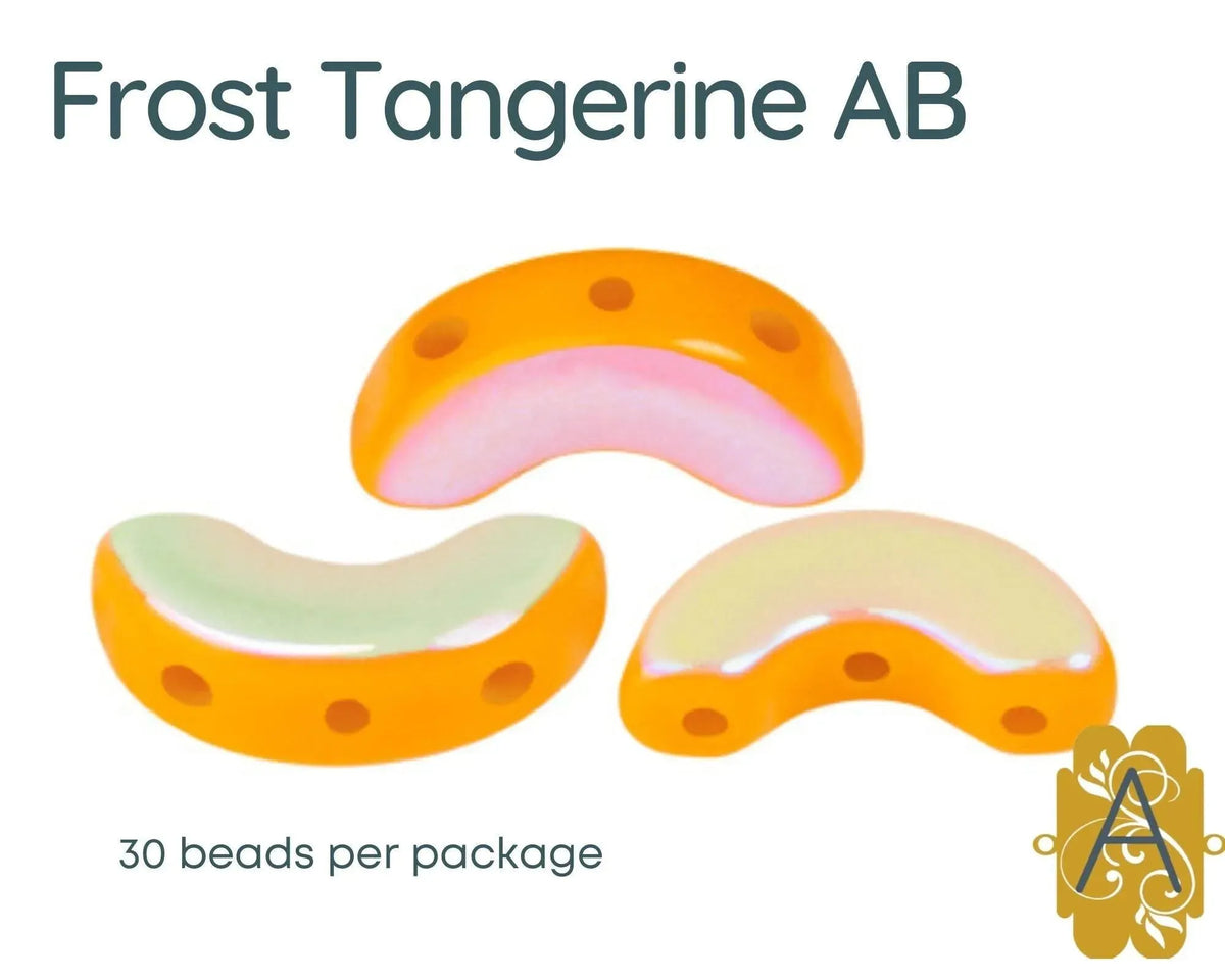 Arcos par Puca, a 3-hole bead that comes in 30 beads per package in  a Frost Tangerine AB color - The Argus Collection