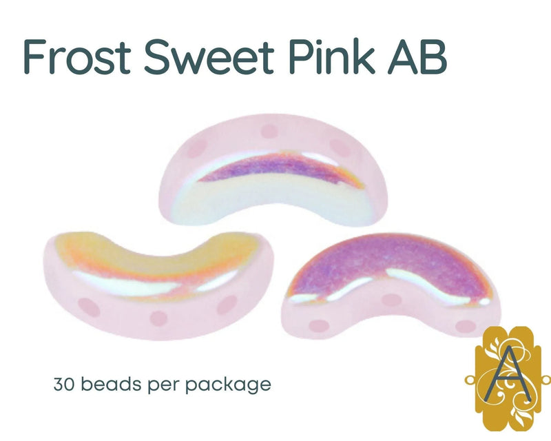 Arcos par Puca, a 3-hole bead that comes in 30 beads per package.  Frost Sweet Pink AB color - The Argus Collection