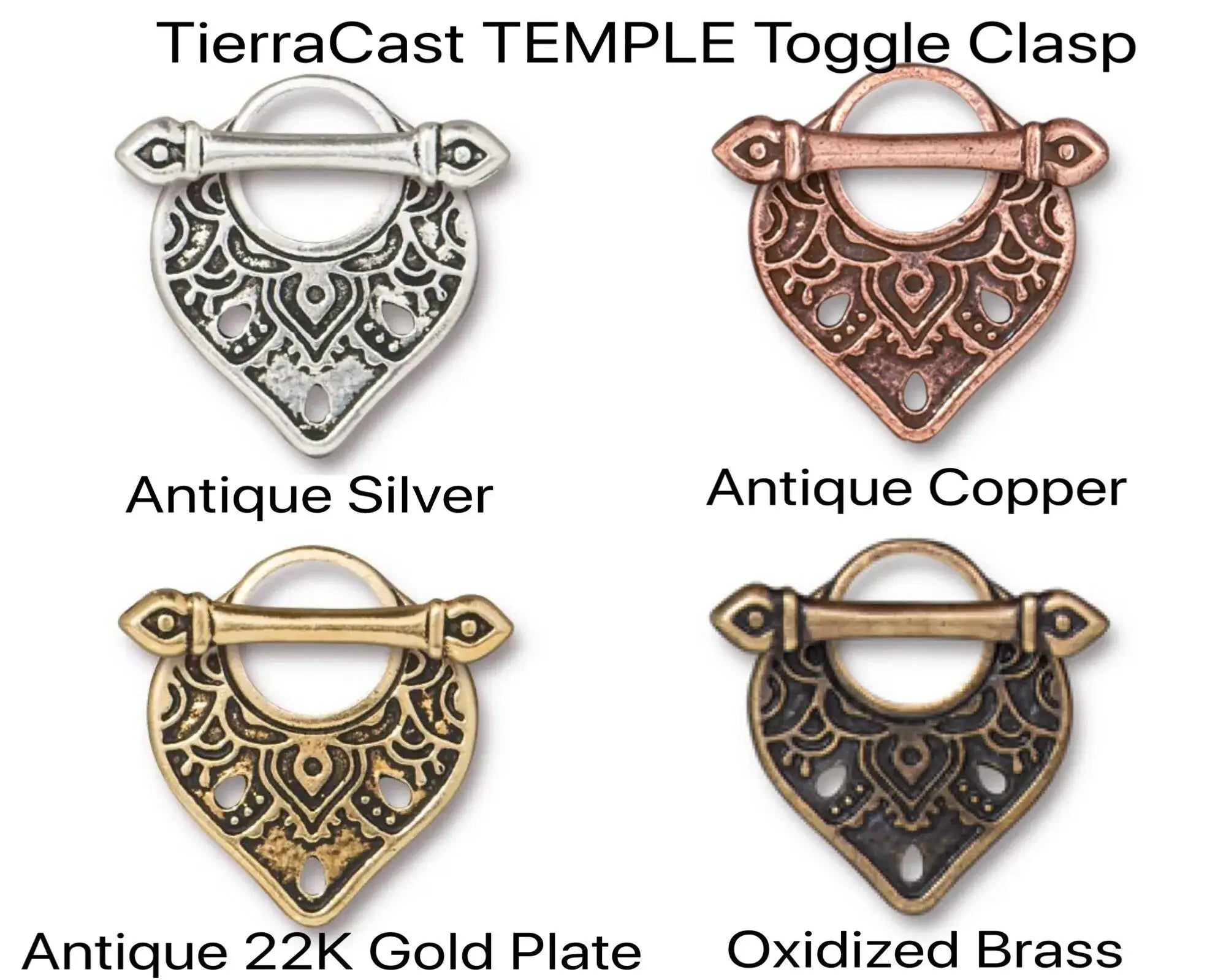 Temple Toggle Clasp, Caravan Collection by TierraCast, 15mm, 4 Finishes - The Argus Collection