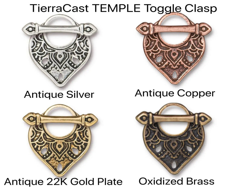 Temple Toggle Clasp, Caravan Collection by TierraCast, 15mm, 4 Finishes - The Argus Collection