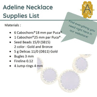 Adeline Necklace Pattern par Puca. Materials list  with everything you need on our website. - The Argus Collection