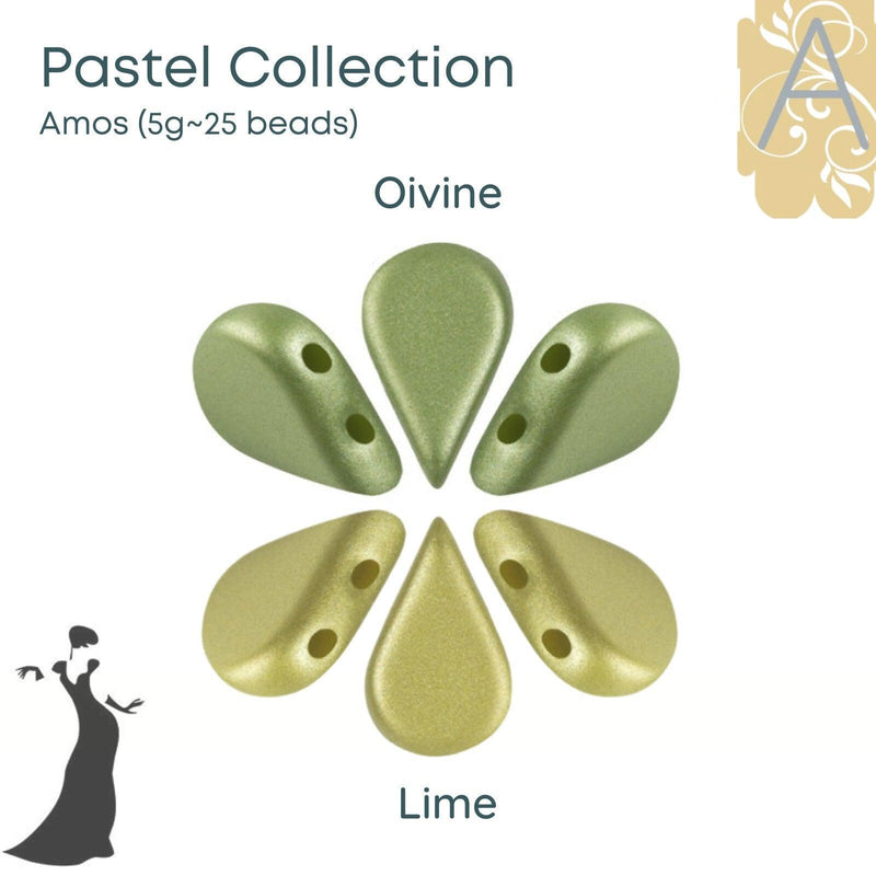 Amos par Puca Beads, 5grams in Pastel Olivine or Lime Color - The Argus Collection