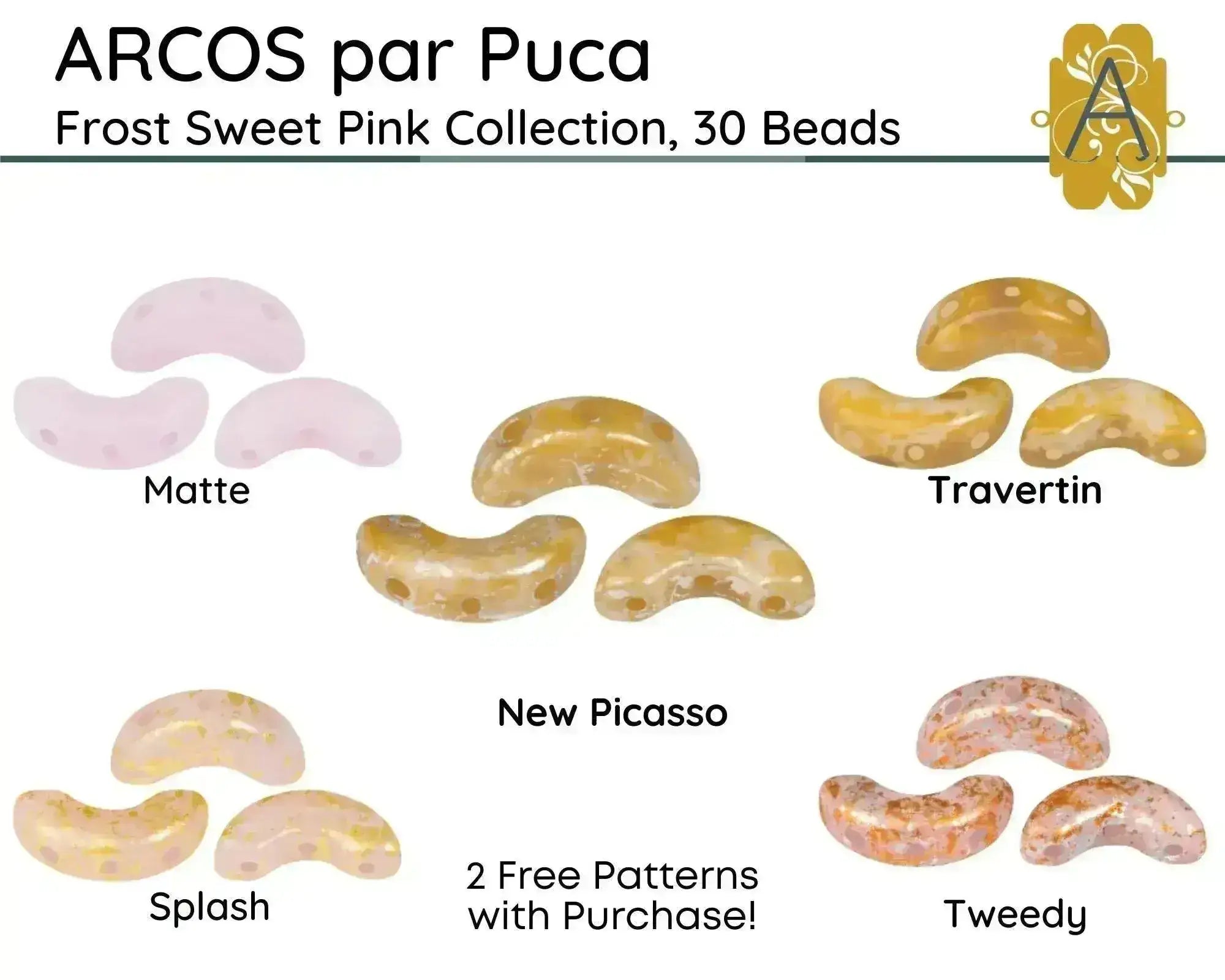 Arcos par Puca, the 3-hole bead in the Frost Sweet Pink Coats Collection - The Argus Collection