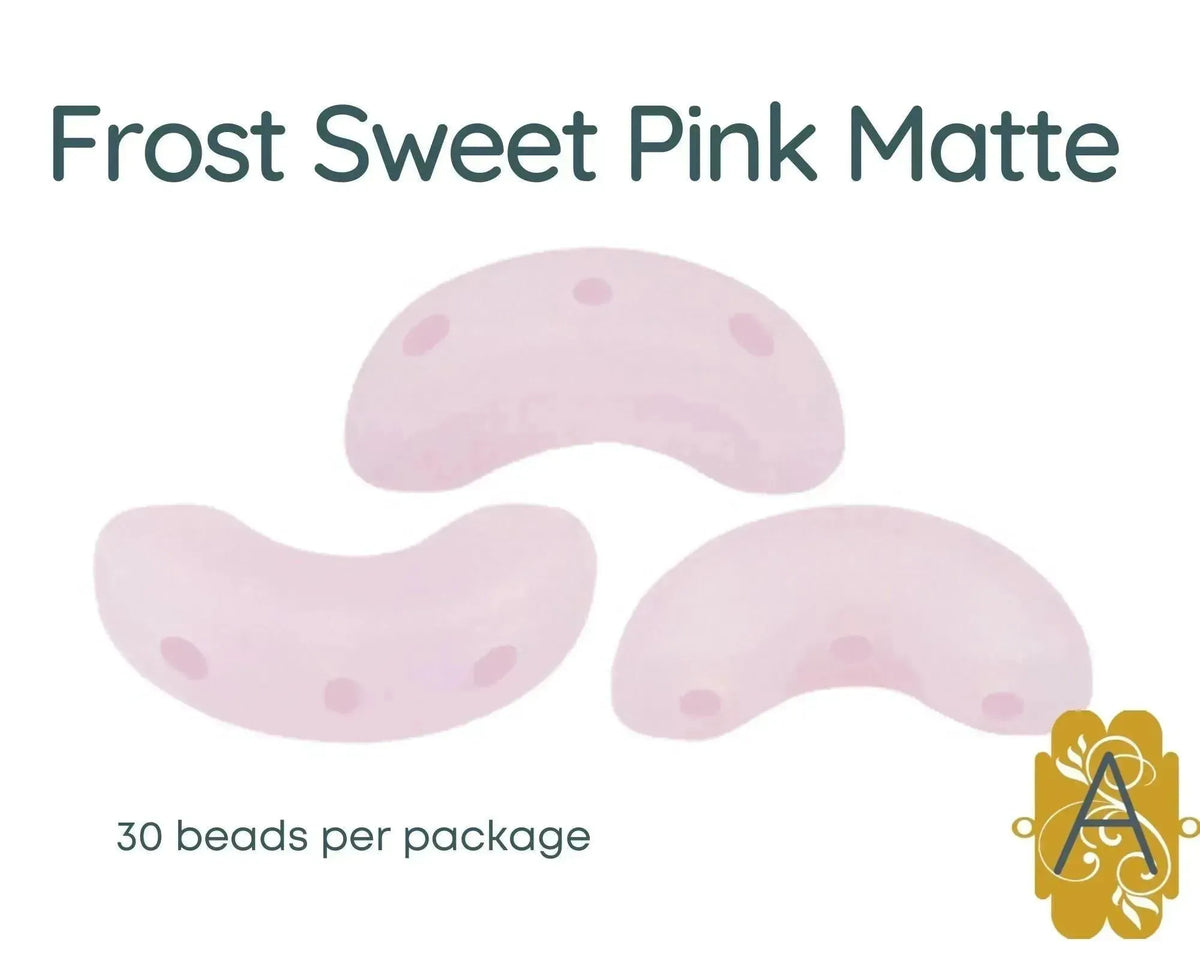 Arcos par Puca, a 3-hole bead that comes in 30 beads per package.  Frost Sweet Pink Matte color - The Argus Collection