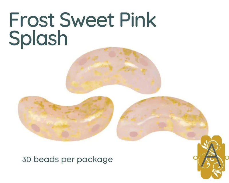 Arcos par Puca, a 3-hole bead that comes in 30 beads per package.  Frost Sweet Pink Splash color - The Argus Collection