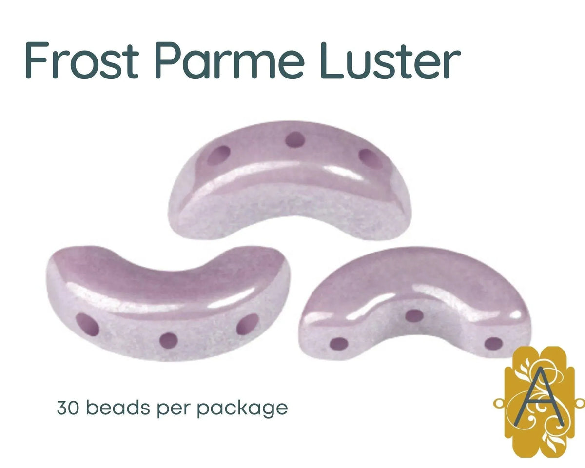 Arcos par Puca 3-hole beads in a Frost Parme Luster color. 30 Beads per package - The Argus Collection