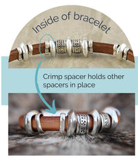 An Example of how to use the Hammered Crimp Slider, for 10mm Flat Leather or Cork  - The Argus Collection