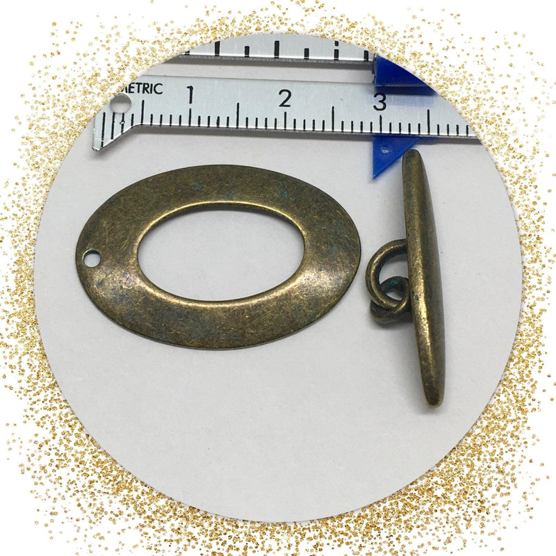 Oval Toggle Clasp, Large 27x30mm, 2 Finishes - The Argus Collection