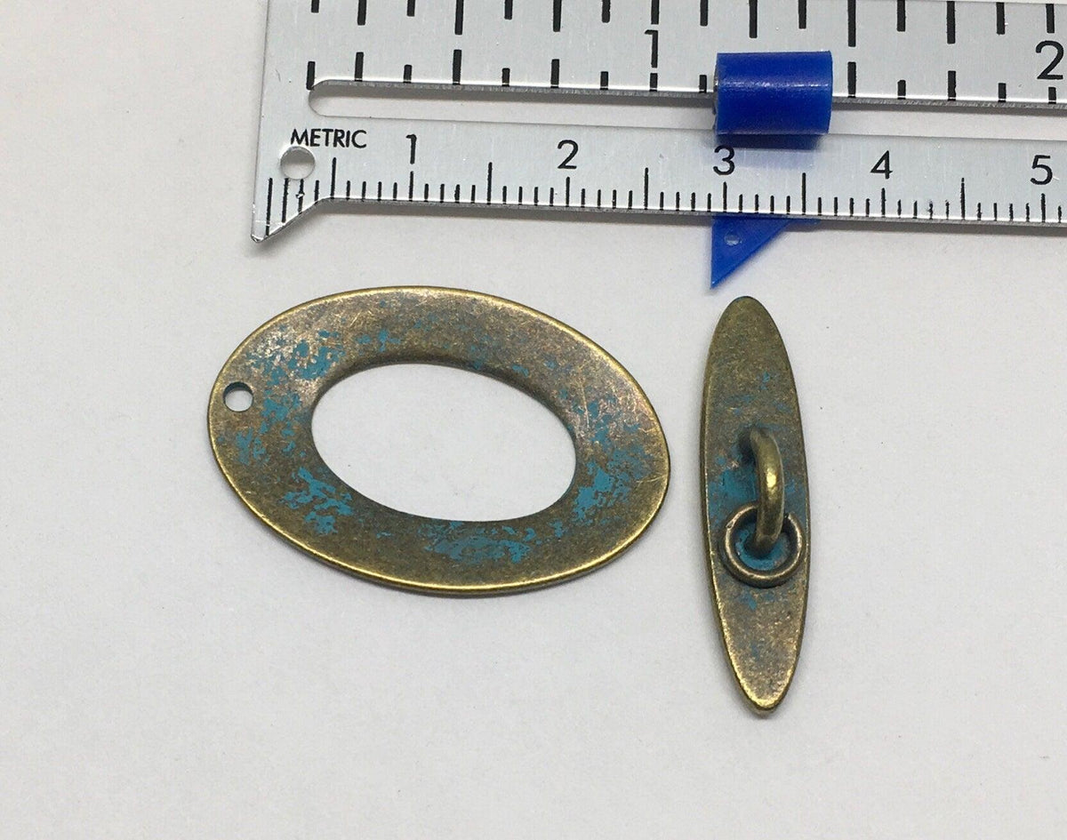 Oval Toggle Clasp, Large 27x30mm, 2 Finishes - The Argus Collection