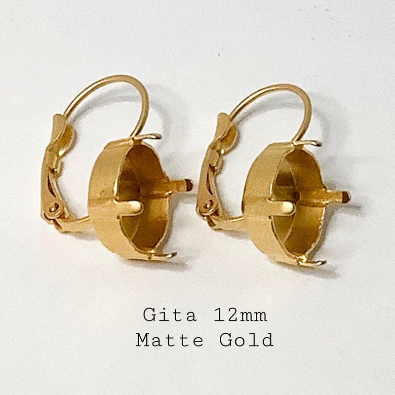 Gita Leverback Earring Settings for 12mm Crystal - The Argus Collection