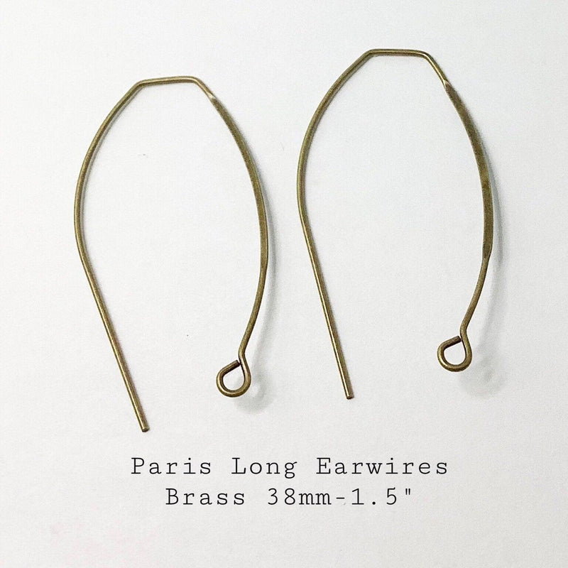 Paris I Long Earring Wires Shepherd Hook Style in 4 Finishes - The Argus Collection