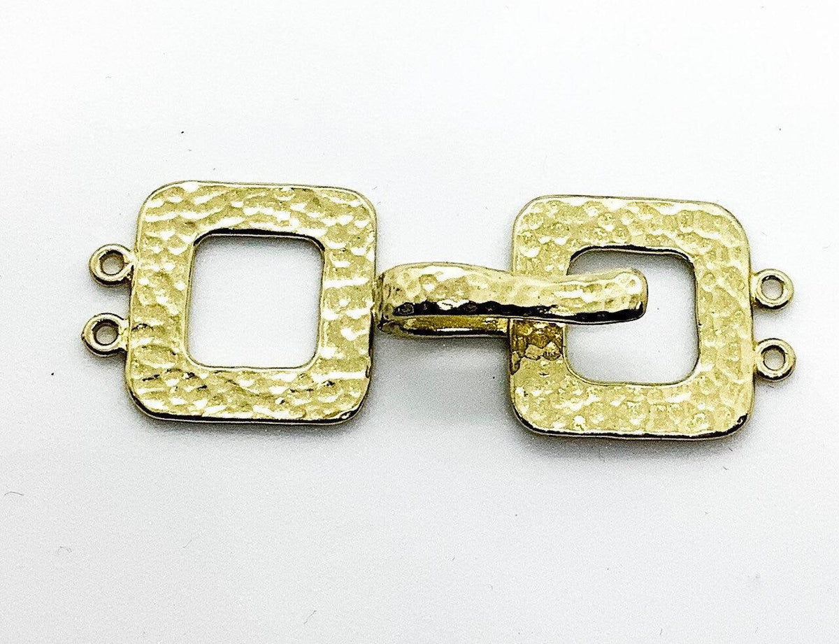 Bronze Line Hammered 2-Strand Hook & Eye Clasp, 2 Finishes - The Argus Collection