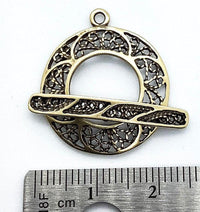 Filigree Round Toggle Clasp, 22mm, by Bronze Line, 2 Finishes - The Argus Collection