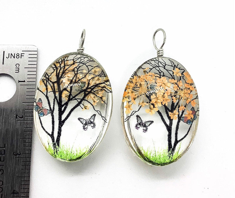 Small Handmade Dried Flower Glass Pendants - The Argus Collection