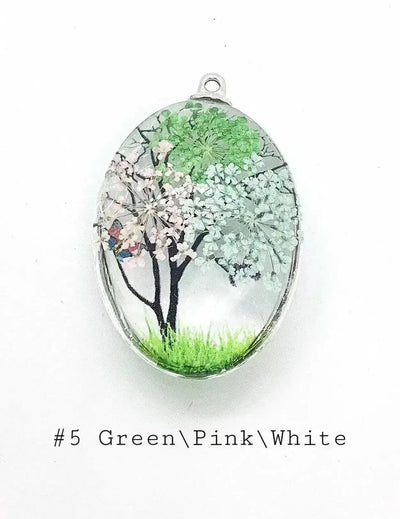 Large Fixed Loop Handmade Dried Flower Glass Pendants - The Argus Collection