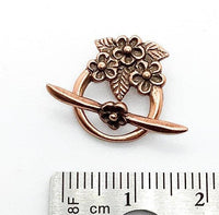 3 Flowers Toggle Clasp, 15mm, Bronze Line, 3 Finishes - The Argus Collection