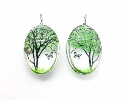 Small Handmade Dried Flower Glass Pendants - The Argus Collection