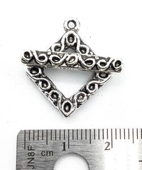 Waves Square Toggle Clasp, 15mm, Antique Silver - The Argus Collection