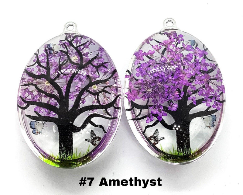 Large Fixed Loop Handmade Dried Flower Glass Pendants - The Argus Collection