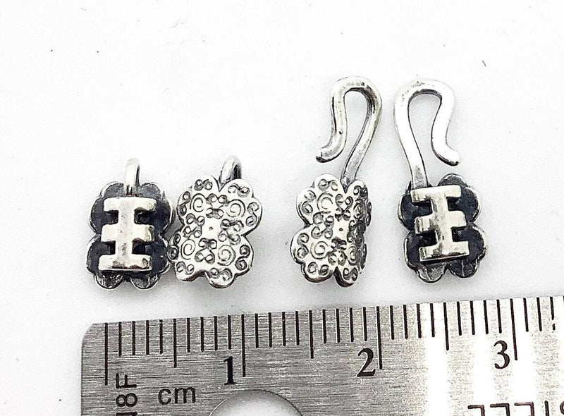 Floral Fancy Crimp End Clasps - 2 mm hole, 1 or 2 sets - The Argus Collection